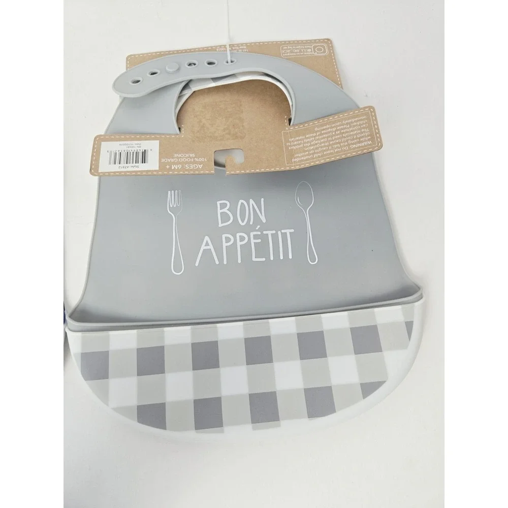Lila & Jack Silicone Bibs 2 pack x‎ 2 Bon Apetit Pizza Baby NEW waterproof